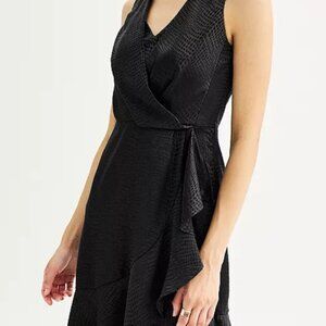 Nine West Black Ruffle Wrap Dress – Size M